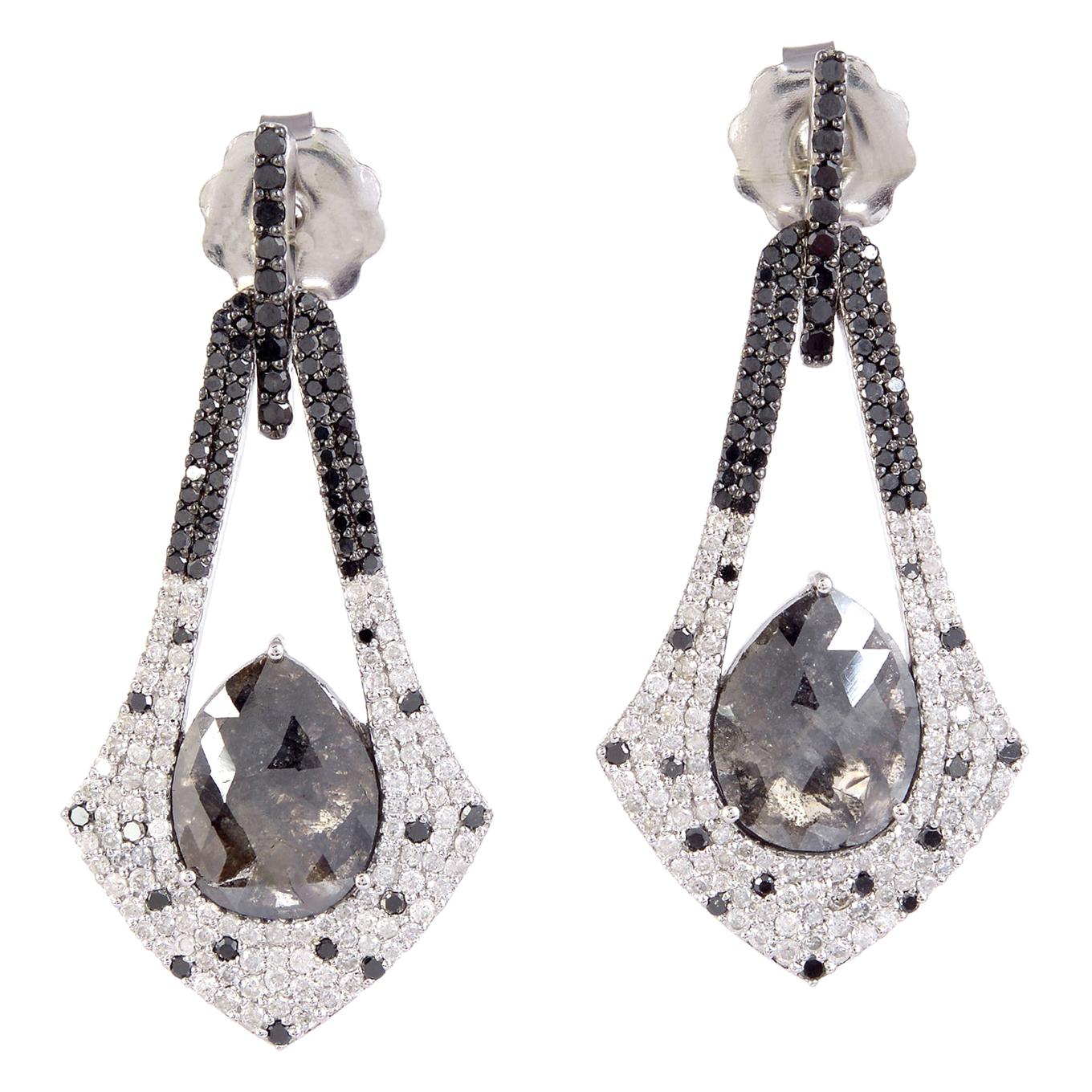 Boucles d'oreilles en or 18 carats avec diamants en forme de tranche fantaisie