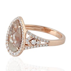 Fancy Slice Diamond 18 Karat Gold Engagement Ring