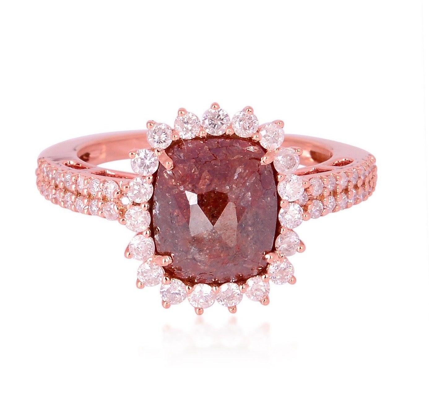 For Sale:  Fancy Slice Diamond 18 Karat Gold Engagement Ring 4