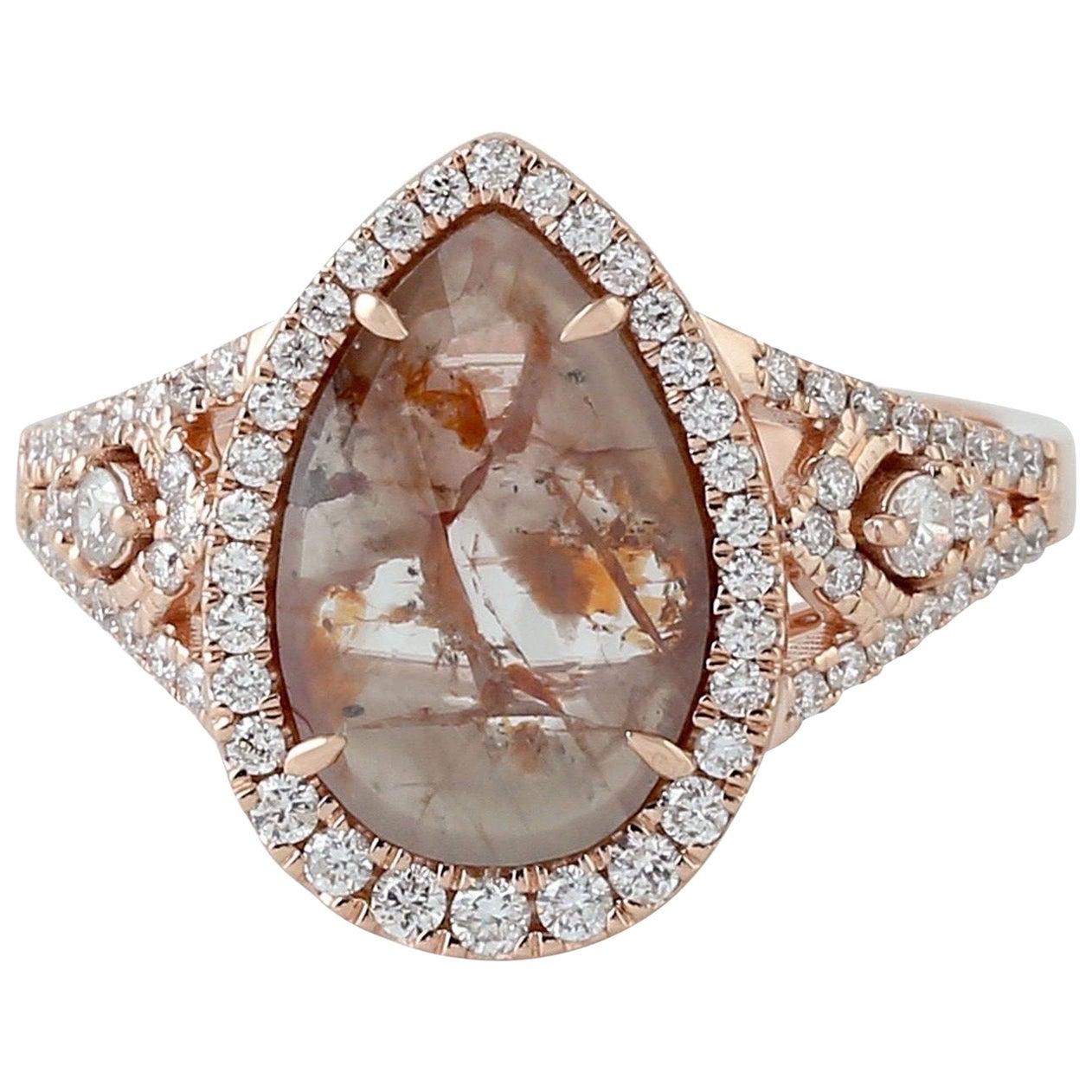 For Sale:  Fancy Slice Diamond 18 Karat Gold Engagement Ring