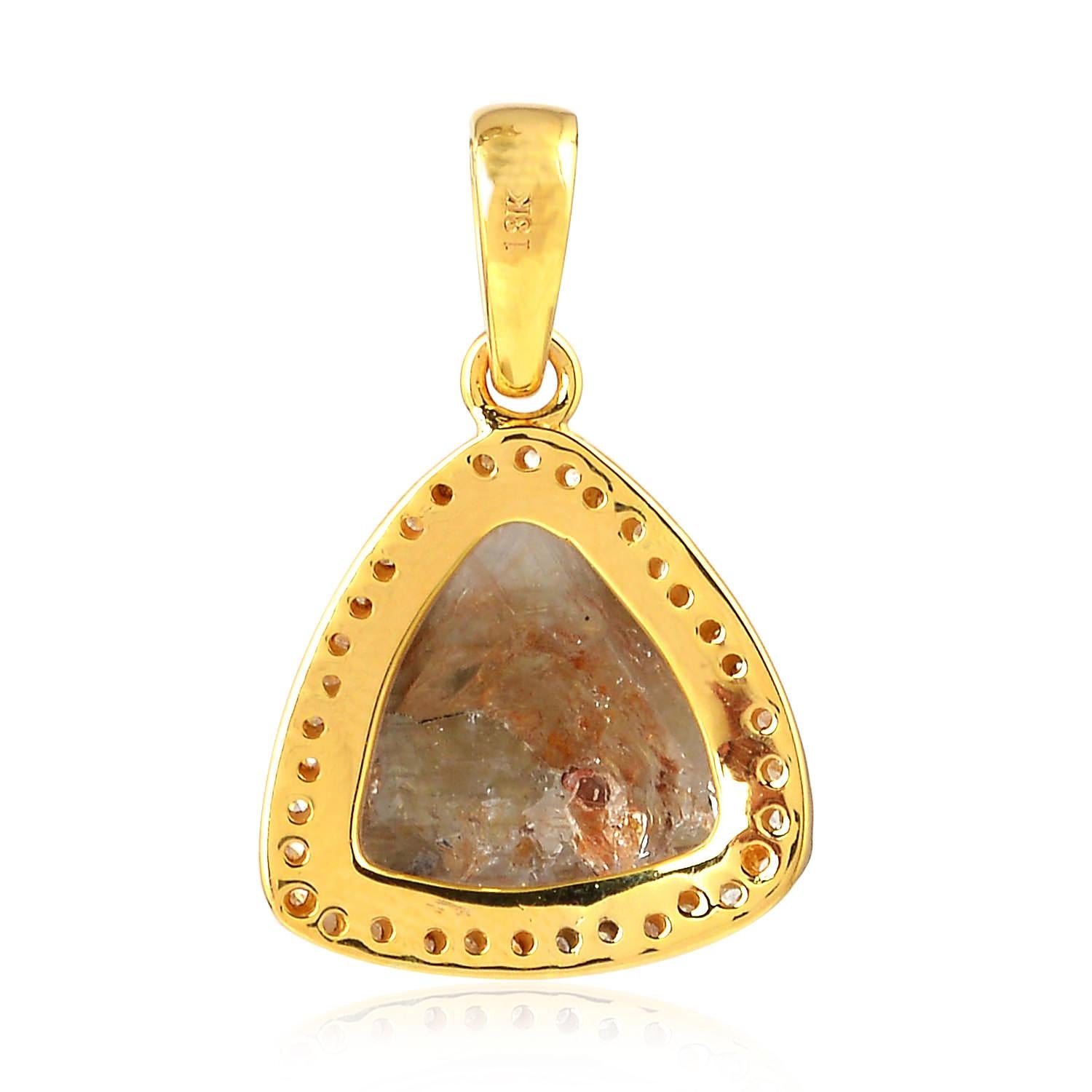 Modern Fancy Slice Diamond 18 Karat Gold Pendant Necklace For Sale