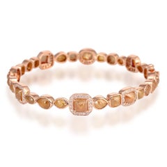Fancy Slice Diamond 18 Karat Gold Tennisarmband
