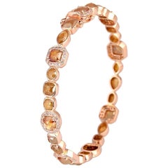 Bracelet tennis en or 18 carats avec diamants taille tranche fantaisie