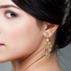 Fancy Slice Diamond 18 Karat Gold Web Earrings