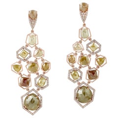 Fancy Slice Diamond 18 Karat Gold Web Earrings