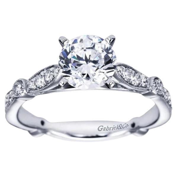 Fancy Solitaire White Gold Diamond Engagement Ring For Sale
