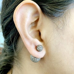 Fancy Sparkly Brown Diamond Tribal Ball Earring in Gold