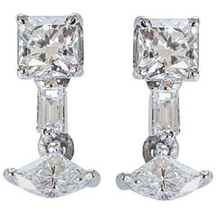Diamant-Ohrringe mit ausgefallenen quadratischen Diamanten