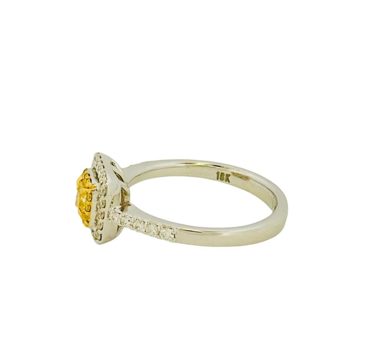 Modern Fancy Square Yellow Cushion Diamond Ring  For Sale