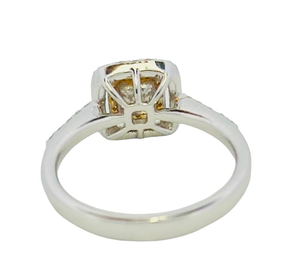 Square Cut Fancy Square Yellow Cushion Diamond Ring  For Sale