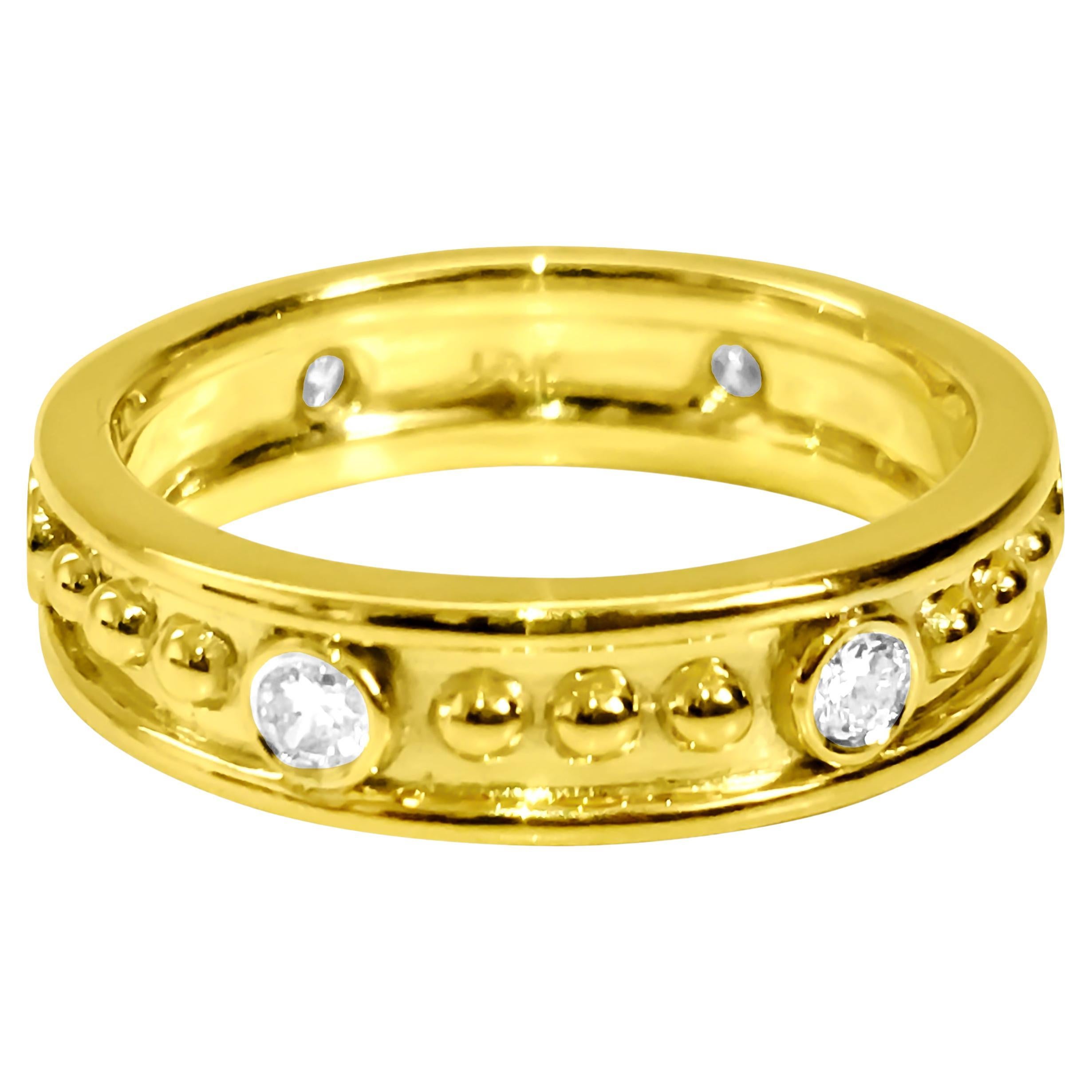 Fancy Style 0.48 Carat Natural Diamond Band 18K Gold For Sale