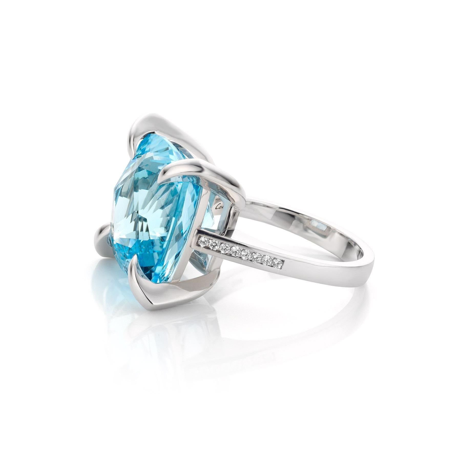 For Sale:  Fancy “Swiss Blue Statement” with Blue Topaz of 21.35 Carat and Diamonds Ring  4