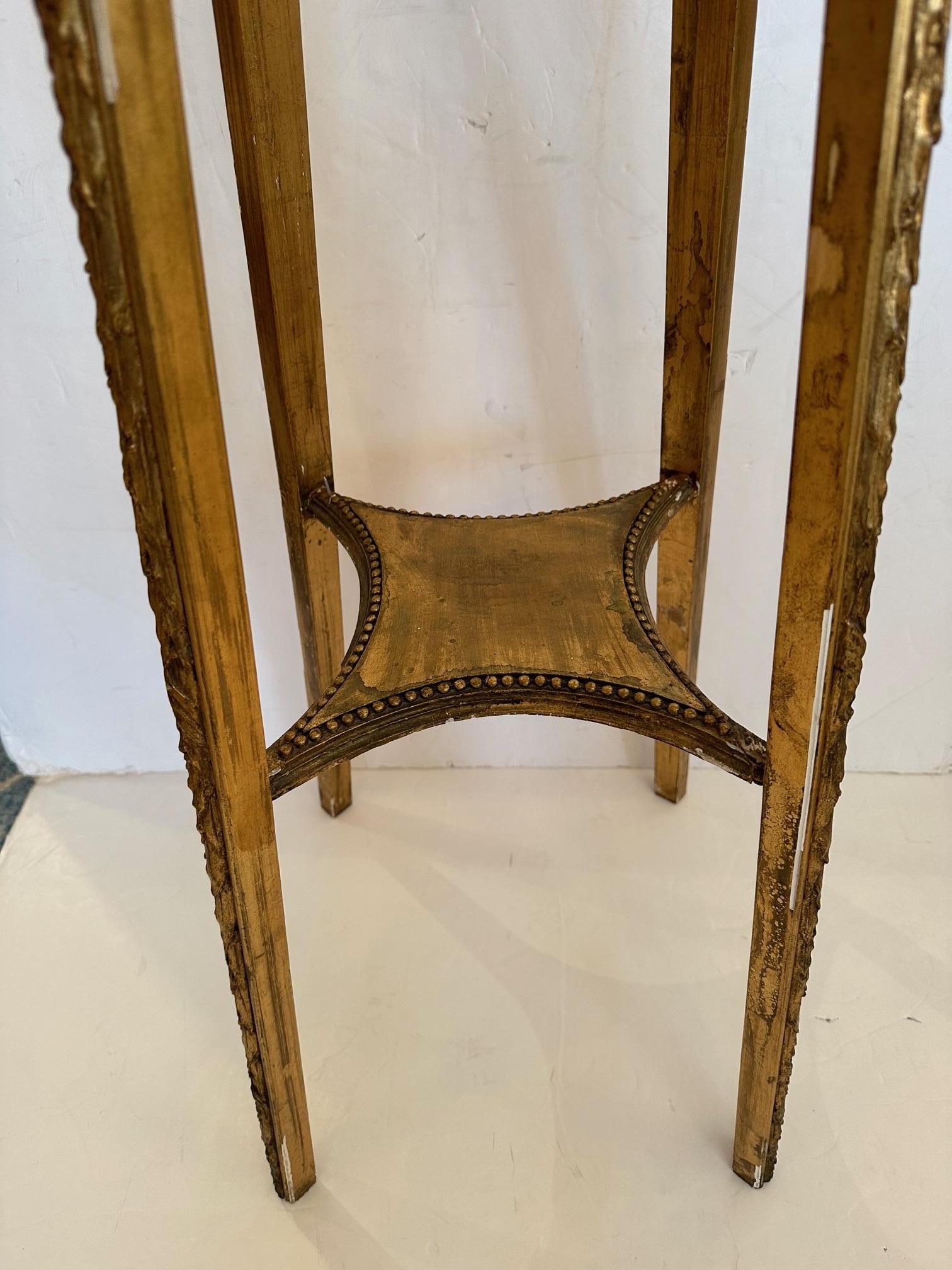 Fancy Tall French Neoclassical Pedestal or Plant Stand with Marble Top For Sale 4