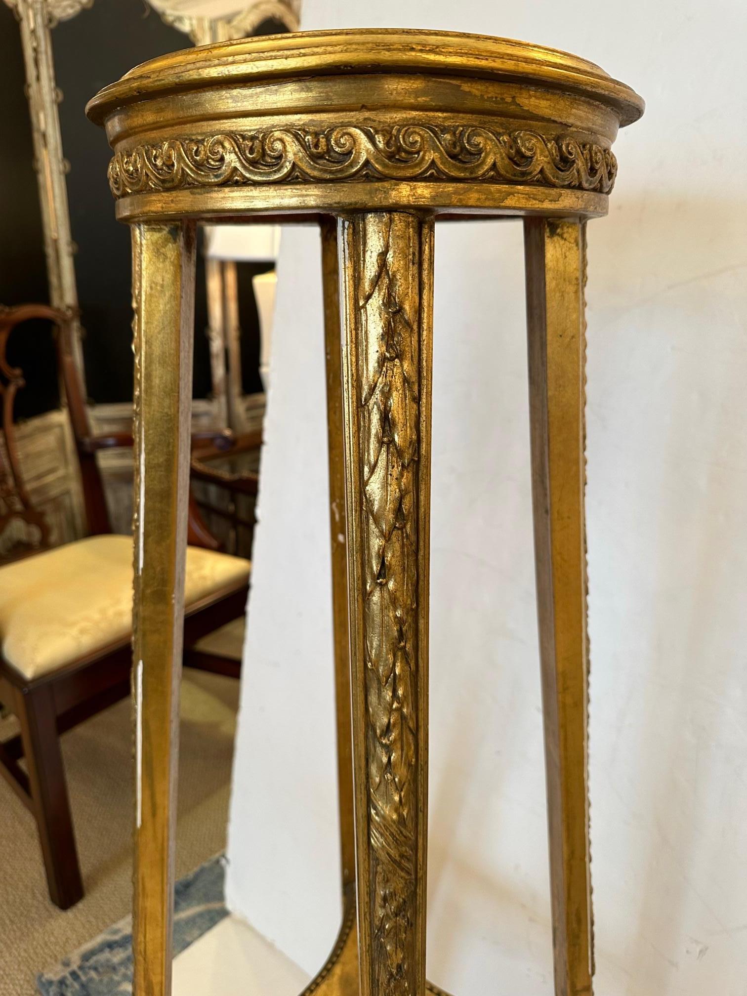 Fancy Tall French Neoclassical Pedestal or Plant Stand with Marble Top For Sale 3
