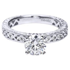 Monture de fiançailles de style Tiffany à motif filigrane avec diamants