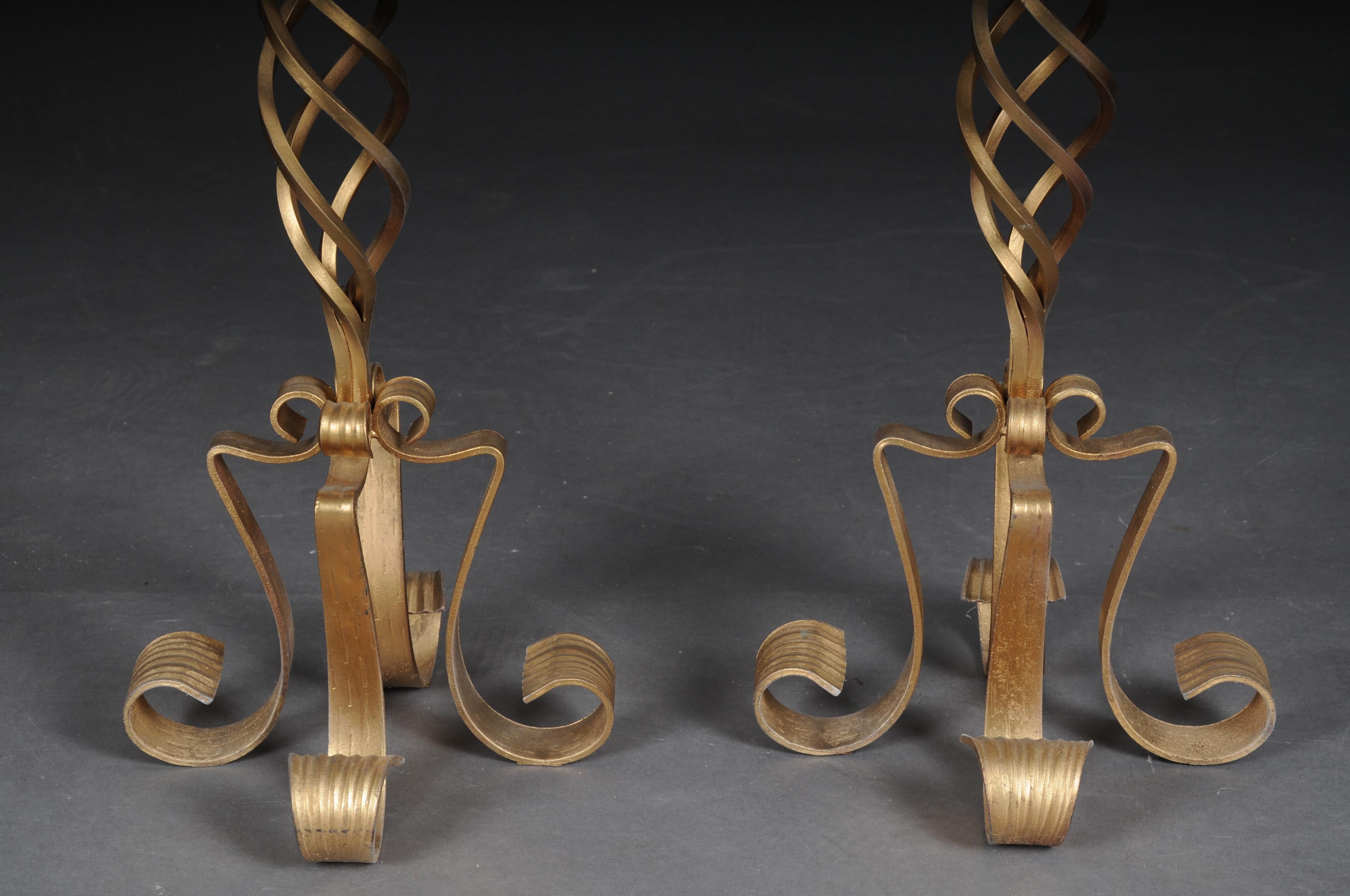 20th Century Fancy Torchères/Candlesticks in Gilded Cast Iron For Sale