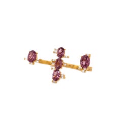 Fancy Two Finger 6.25 Carat Color Changing Garnet Diamond Ring