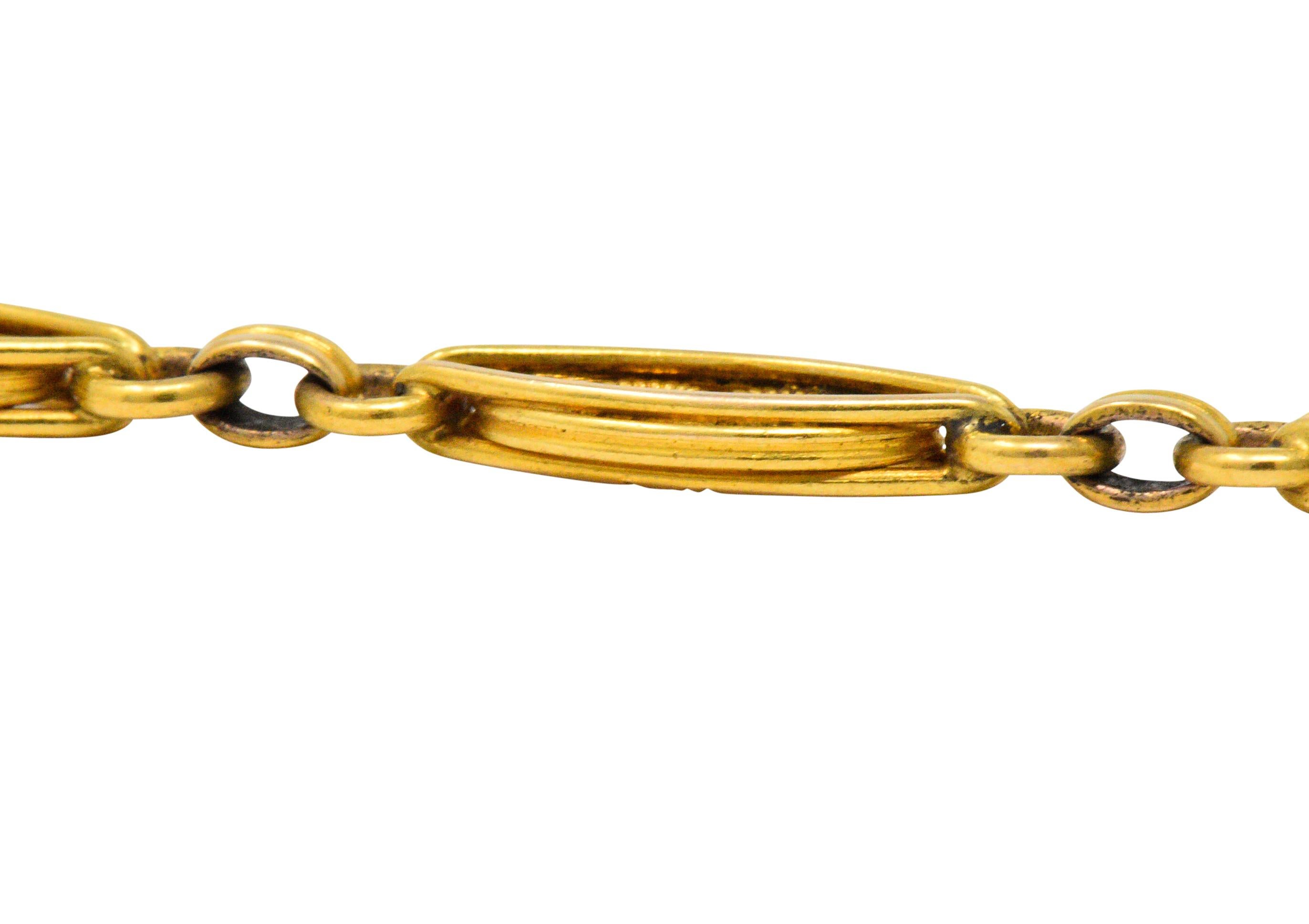 Women's or Men's Fancy Victorian 18 Karat Gold 17 Inch Linked Chain Necklace