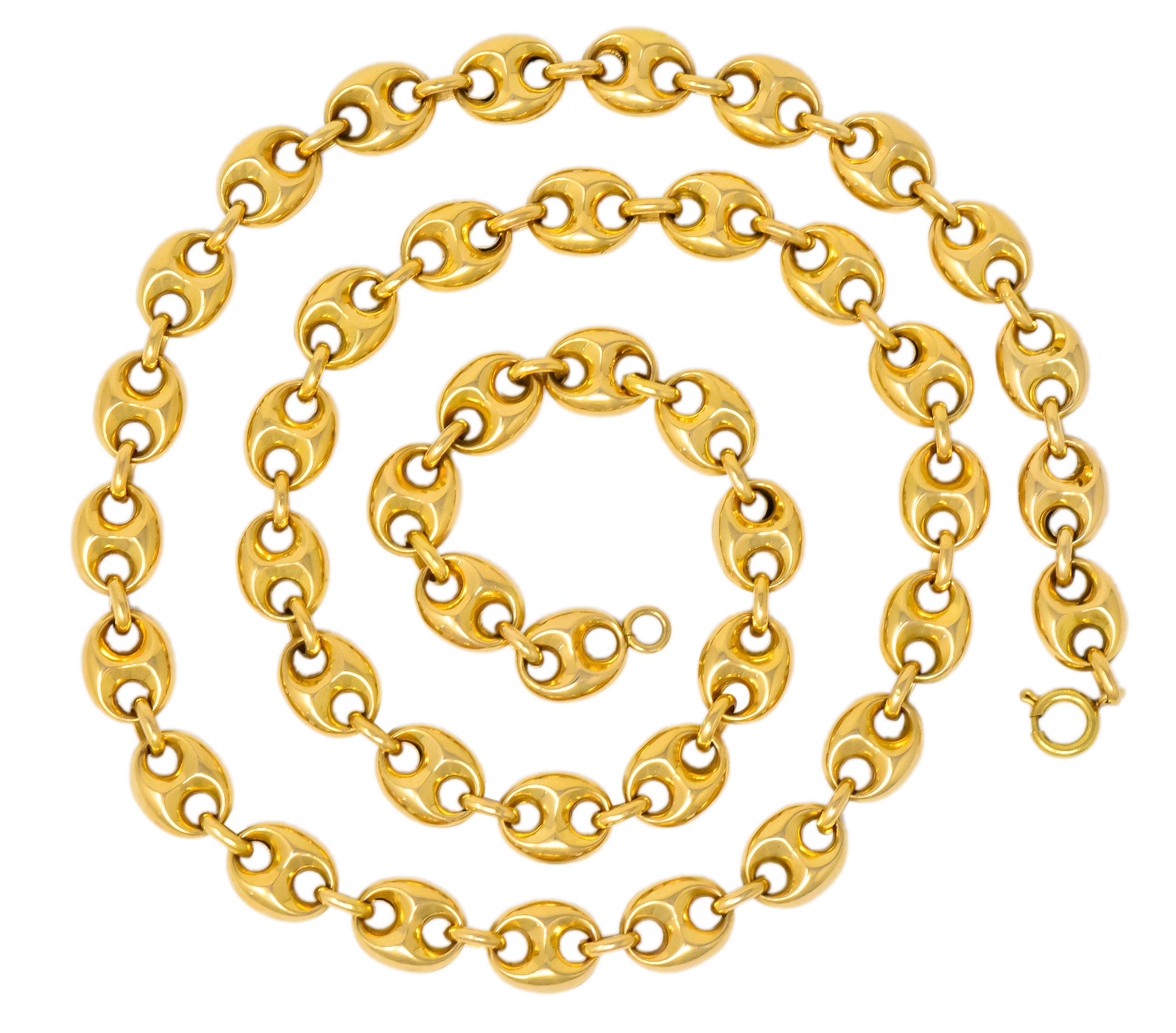 Modernist Fancy Vintage 18 Karat Gold 25 Inch Mariner Chain Necklace