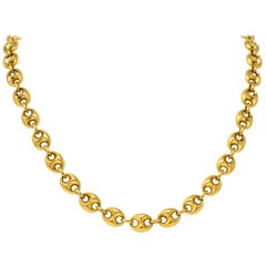 Fancy Vintage 18 Karat Gold 25 Inch Mariner Chain Necklace