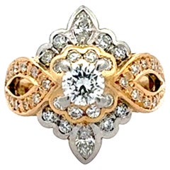 Fancy Vintage Diamond Engagement Ring 18K Yellow Gold and Platinum