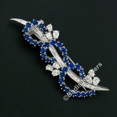 Broche en or Vintage 6.05ctw Diamond & Sapphire Wave Overlap Swirl Brooch