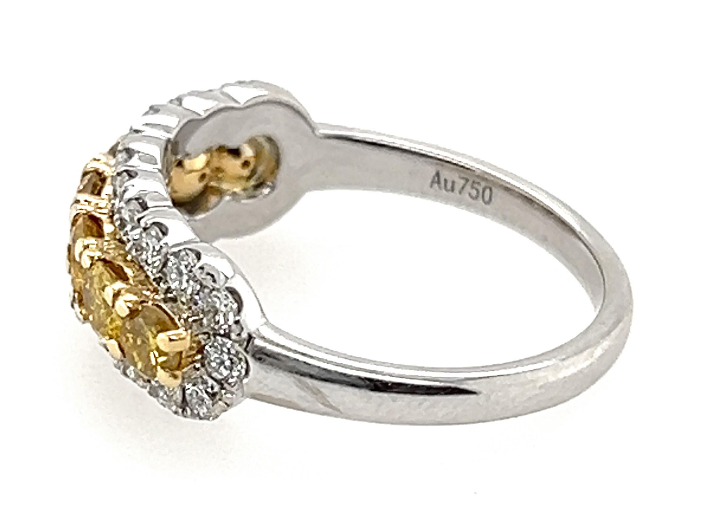 Fancy Vivid Deep Orangy Yellow 1.38ct Natural Mined Diamond Anniversary Ring 18K (Rundschliff) im Angebot