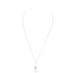 Fancy Vivid Orangy Yellow Pear .18 Carat Diamond Necklace