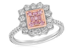 Fancy Vivid Pink Baguette Halo Cocktail Ring