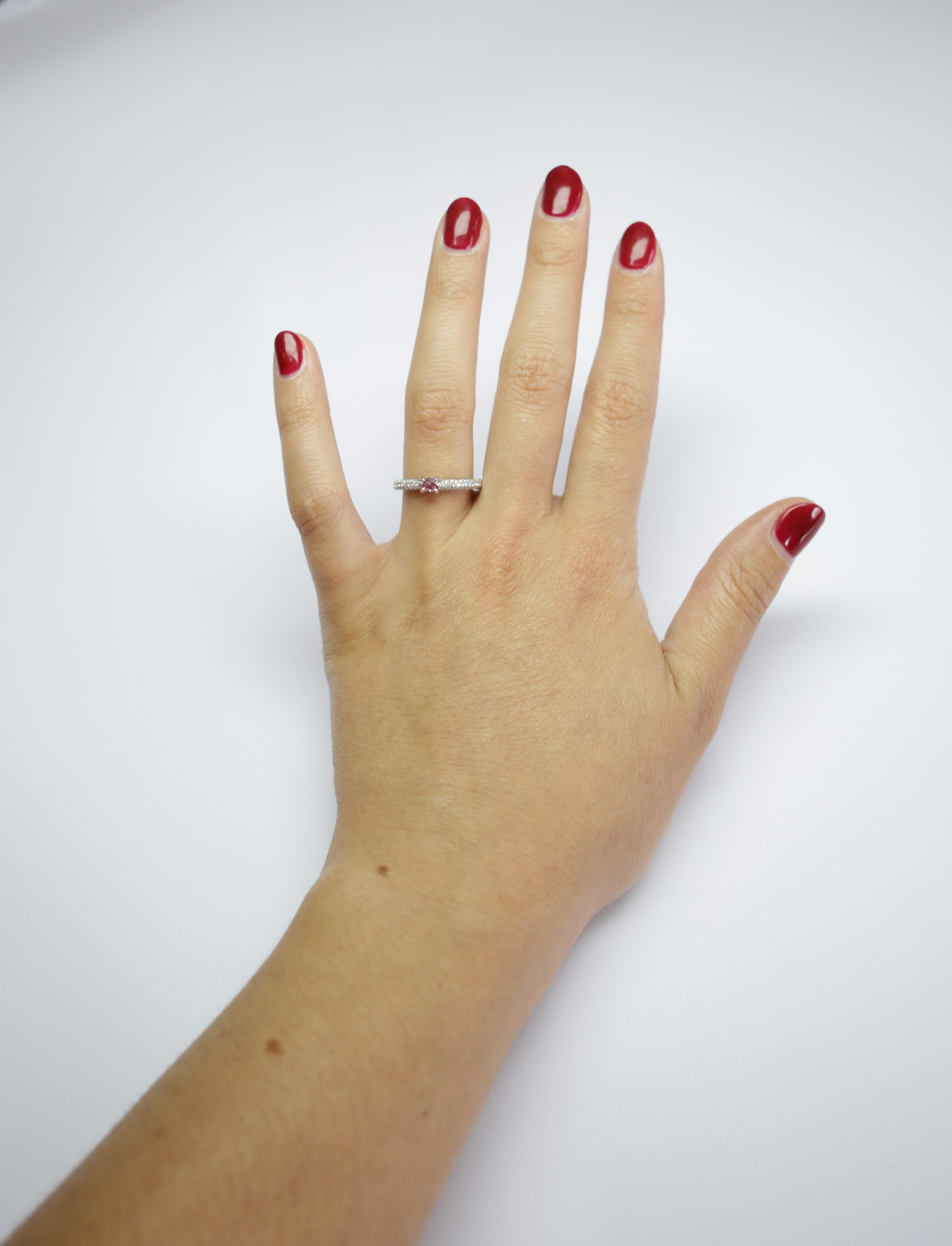 Fancy Vivid Purplish Pink 0.18 Carat GIA Certified Diamond Ring 1