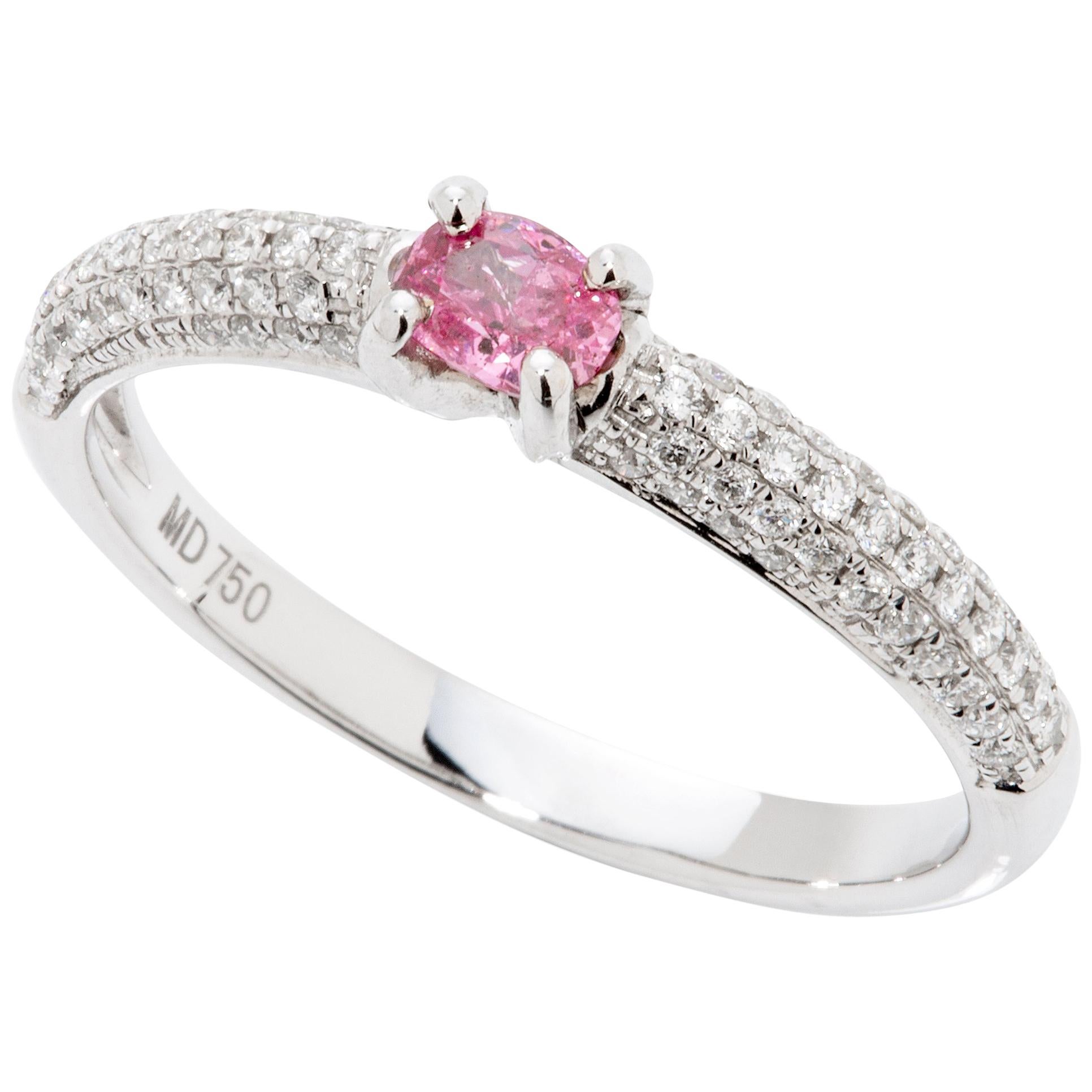 Fancy Vivid Purplish Pink 0.18 Carat GIA Certified Diamond Ring