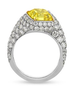 Fancy Vivid Yellow and White Diamond Bypass Ring