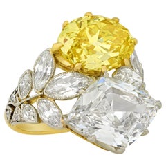 Fancy Vivid Yellow and White Diamond Ring