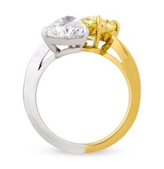 Fancy Vivid Yellow and White Heart Shape Diamond Ring