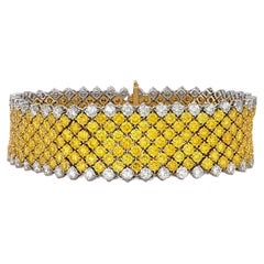 Bracelet en maille de diamants jaunes vifs fantaisie, 28,40 carats