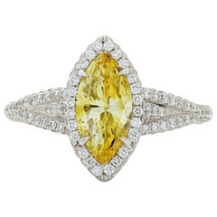 Neil Lane Couture Fancy Vivid Yellow Diamond, Platinum Ring