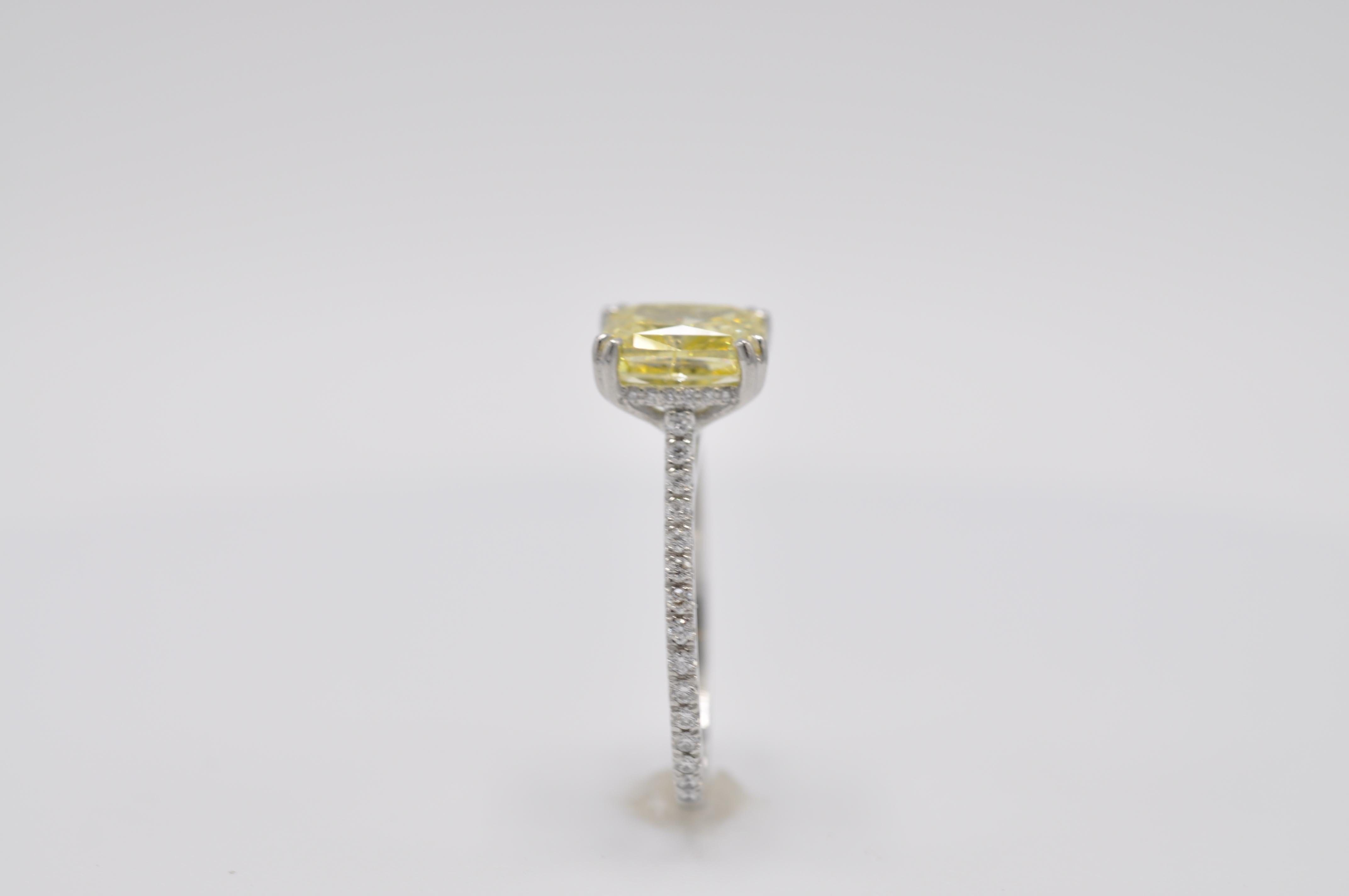 Modern Fancy Vivid Yellow Diamond Ring