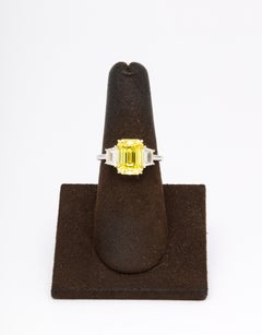 Fancy Vivid Yellow Emerald Cut Ring