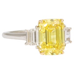 Fancy Vivid Yellow Emerald Cut Ring