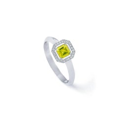 Fancy Vivid Yellow Green Diamond 18K Gold Ring