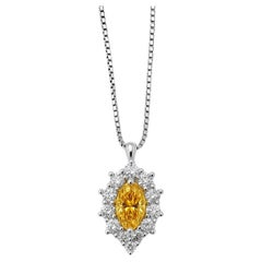Collana aureola con diamanti marquise Fancy Vivid Yellow