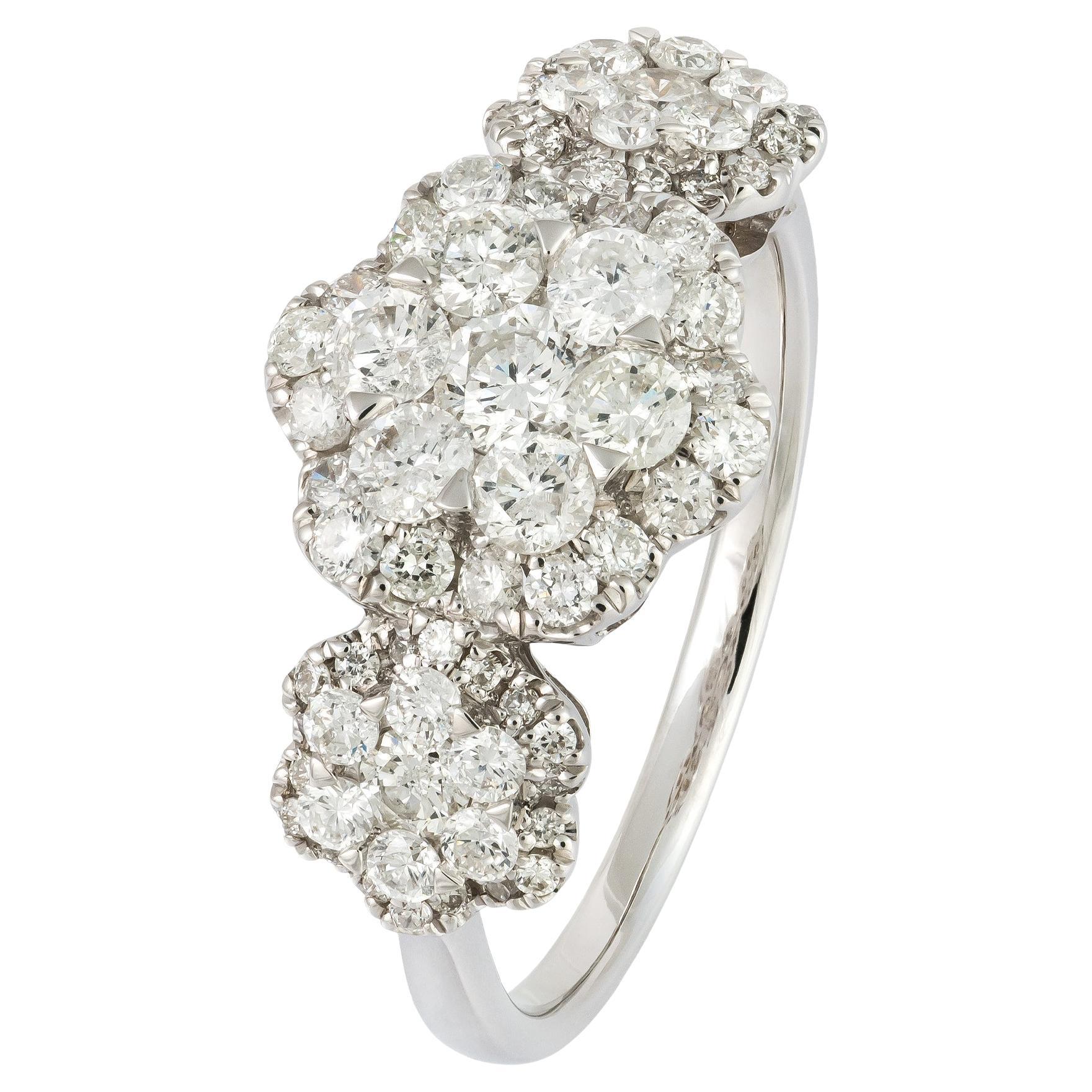 For Sale:  Fancy White 18K Gold White Diamond Ring for Her