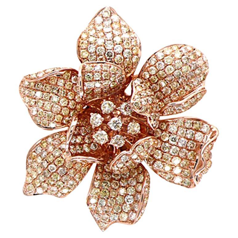 Bague en or rose 18 carats sertie de diamants blancs et fantaisie The Lilly Flower Floral