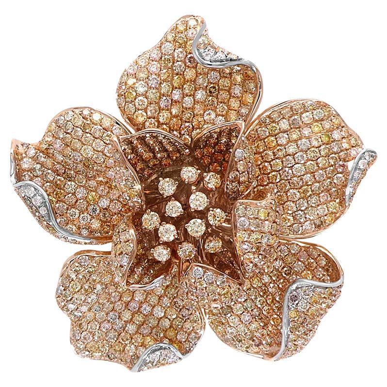 Bague en or rose 18 carats sertie de diamants blancs et fantaisie The Lilly Flower Floral