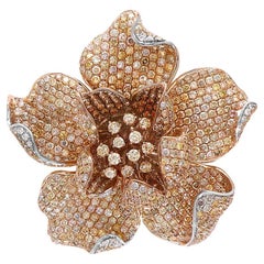 Bague en or rose 18 carats sertie de diamants blancs et fantaisie The Lilly Flower Floral