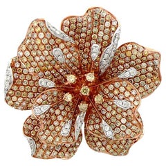 Bague en or rose 18 carats sertie de diamants blancs et fantaisie The Lilly Flower Floral