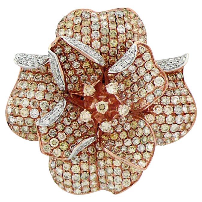 Bague en or rose 18 carats sertie de diamants blancs et fantaisie The Lilly Flower Floral