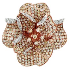 Bague en or rose 18 carats sertie de diamants blancs et fantaisie The Lilly Flower Floral