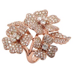 Bague en or rose 18 carats sertie de diamants blancs et fantaisie The Lilly Flower Floral