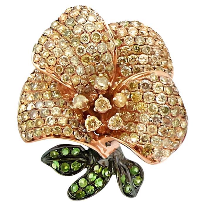 Bague en or rose 18 carats sertie de diamants blancs et fantaisie The Lilly Flower Floral